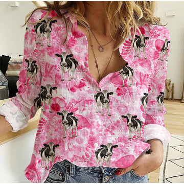 Joycorners Holstein Pink Flower BG Casual Shirt