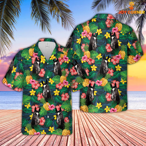 Joycorners Black Horse Summer Pattern 3D Hawaiian Shirt