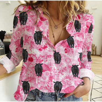 Joycorners Black Angus Pink Flower BG Casual Shirt