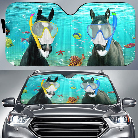 Joycorners Black Horse Diving All Over Printed 3D Sun Shade