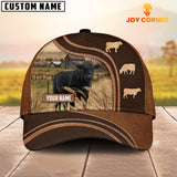 Joycorners Black Angus Leather Brown Pattern Customized Name Cap