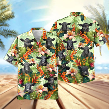 Joy Corners Black Angus Cool Summer Mint Pattern 3D Hawaiian Shirt