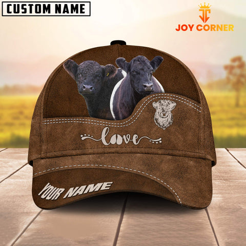 Joycorners Belted Galloway Love Leather Pattern Customized Name Cap