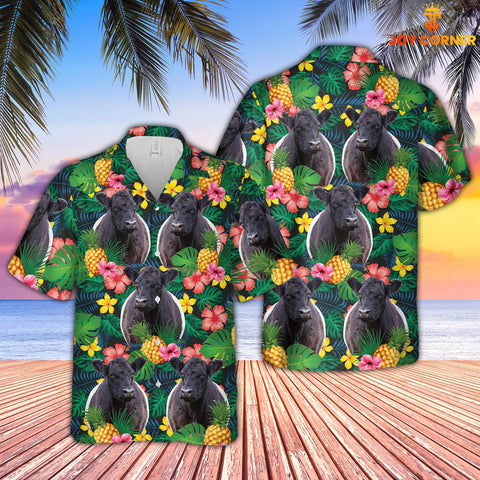 Joycorners Belted Galloway Summer Pattern 3D Hawaiian Shirt