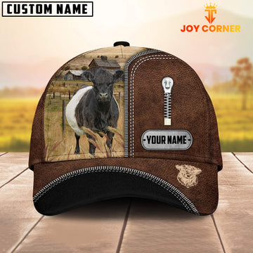 Joycorners Belted Galloway Leather Zip Pattern Customized Name Cap