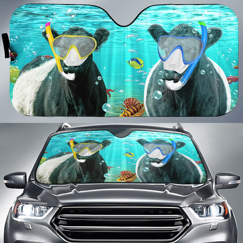 Joycorners Belted Galloway Diving All Over Printed 3D Sun Shade