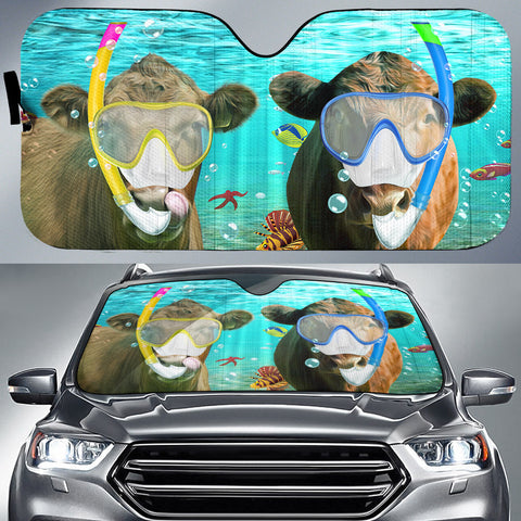 Joycorners Red Angus Diving All Over Printed 3D Sun Shade