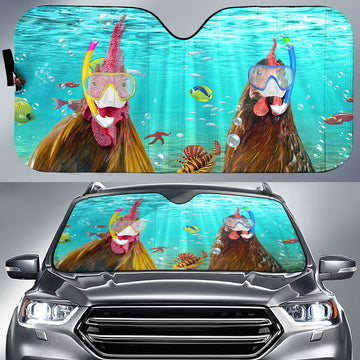 Joycorners Chicken Diving All Over Printed 3D Sun Shade