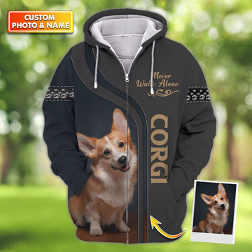 Joycorners Corgi Lover Never Walk Alone 3D Custom Name And Dog Full Print Shirts