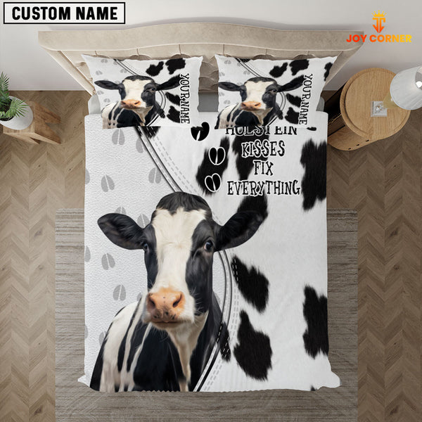 Joycorners Holstein Kisses Fix Everything Custom Name Bedding Set