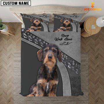 Joy Corners Love Dachshund Never Walk Alone Customized Name and Dog 3D Bedding Set