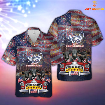Joy Corners Independence Day Black Angus Cattle 3D Hawaiian Shirt