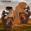 Joycorners Custom Name Horse Lovers Brown Pattern 3D Hoodie