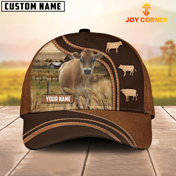 Joycorners Jersey Leather Brown Pattern Customized Name Cap
