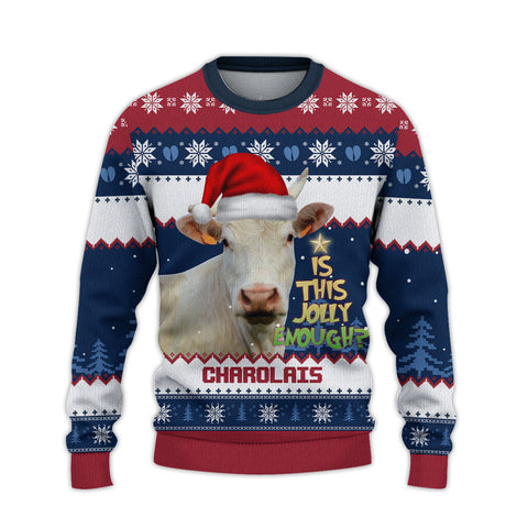 Joycorners Charolais Jolly Merry Christmas Ugly Sweater