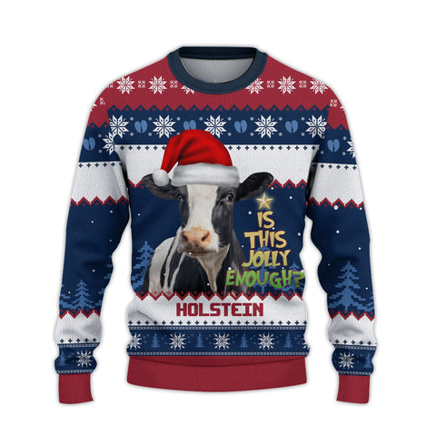 Joycorners Holstein Jolly Merry Christmas Ugly Sweater