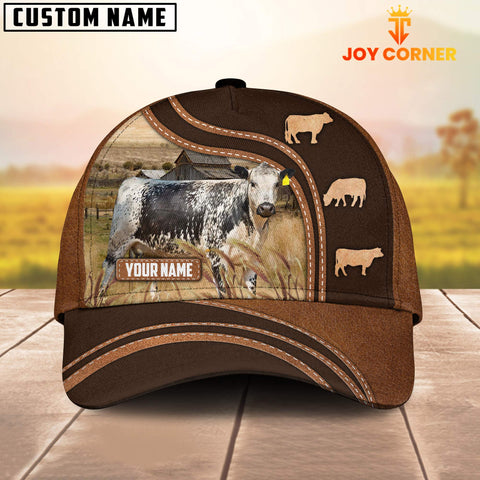 Joycorners Speakle Park Leather Brown Pattern Customized Name Cap