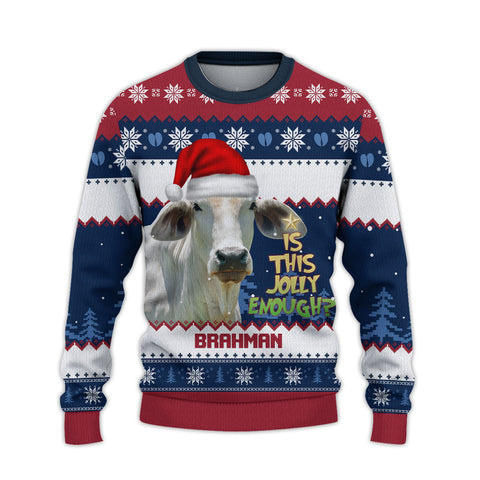 Joycorners Brahman Jolly Merry Christmas Ugly Sweater