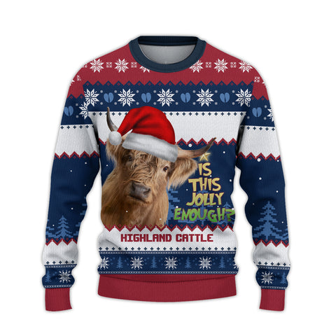 Joycorners Highland Cattle Jolly Merry Christmas Ugly Sweater
