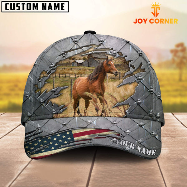 Joycorners Steel Pattern Horse Customized Name Cap