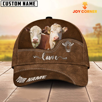 Joycorners Hereford Love Leather Pattern Customized Name Cap