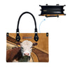 JC Personalized Name Hereford Cattle 3D Leather Carving Handbag