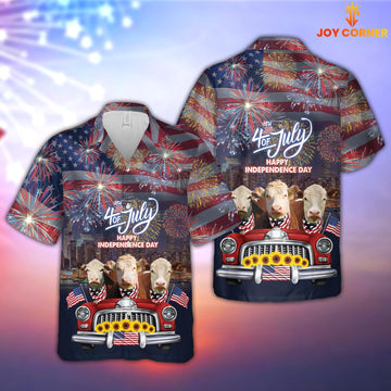 Joy Corners Independence Day Hereford 3D Hawaiian Shirt
