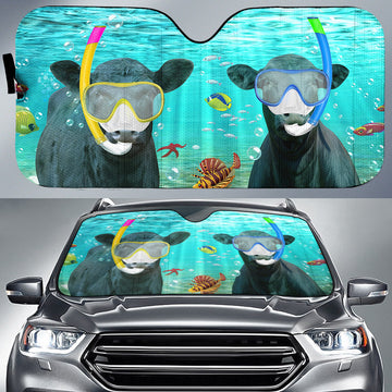 Joycorners Black Angus Diving All Over Printed 3D Sun Shade