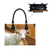 JC Personalized Name Charolais Cattle 3D Leather Carving Handbag