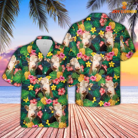 Joycorners Hereford Summer Pattern 3D Hawaiian Shirt