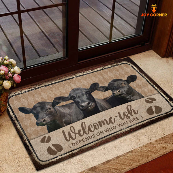 Joycorners Black Angus Cattle Welcome-ish Doormat