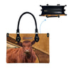 JC Personalized Name Red Angus Cattle 3D Leather Carving Handbag
