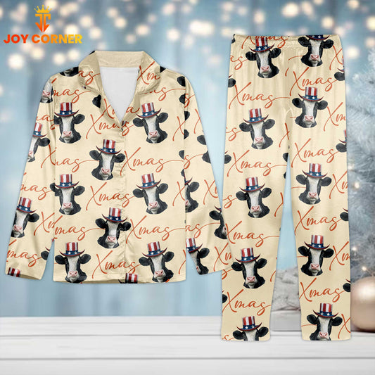 Joycorners Cow Christmas Pattern 3D Pajamas