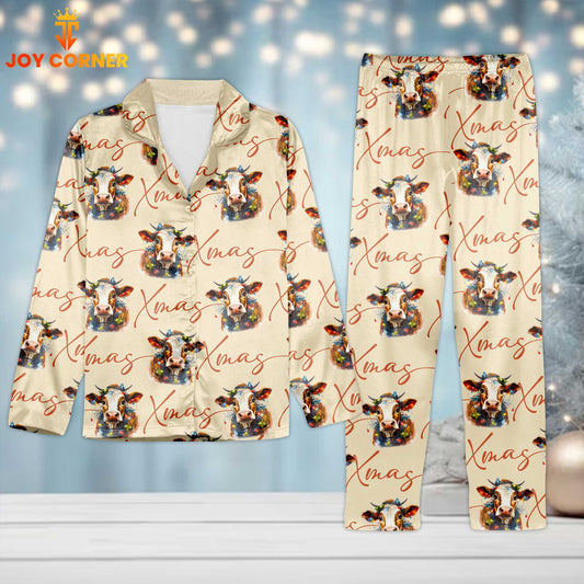 Joycorners Cow Christmas Pattern 3D Pajamas