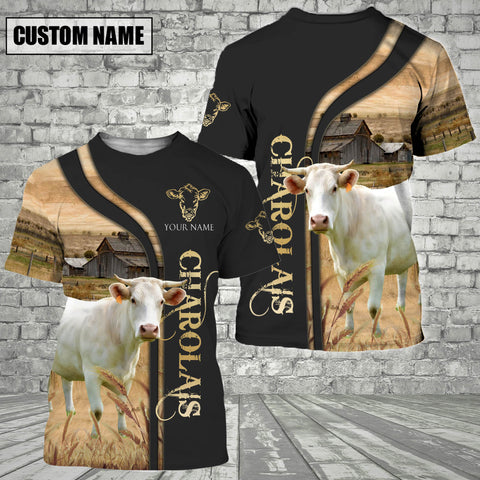 Joycorners Customized Name Name Charolais On The Farm 3D T - Shirt 2023