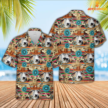 Joycorners Brahman Cowboy Pattern 3D Hawaiian Shirt