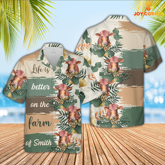 Joy Corners Custom Name Beefmaster Life Is Better On The Farm Hawaiian Shirt