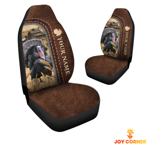 Joycorners Turkey Personalized Name Leather Pattern Car Seat Covers Universal Fit (2Pcs)