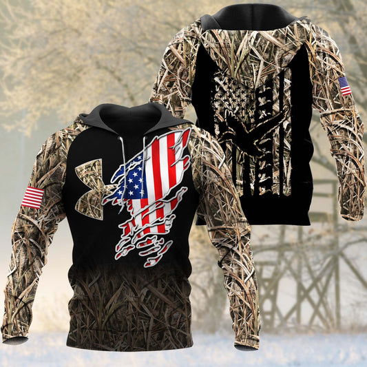 Joycorners Ripped American Flag Duck Hunting Apparels