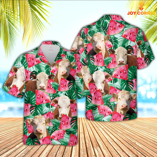 Joycorners Hereford Watermelon 3D Hawaiian Shirt