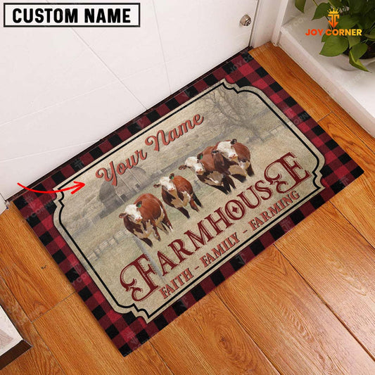 Joycorners Hereford Faith Family Farming Custom Name Doormat