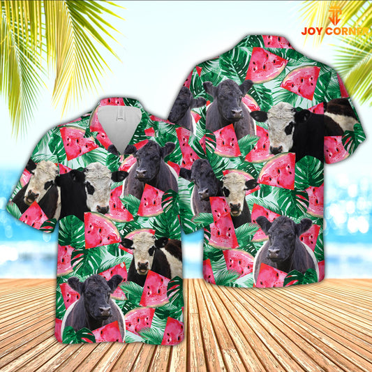 Joycorners Belted Galloway Watermelon 3D Hawaiian Shirt