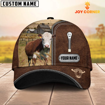 Joycorners Hereford Leather Zip Pattern Customized Name Cap