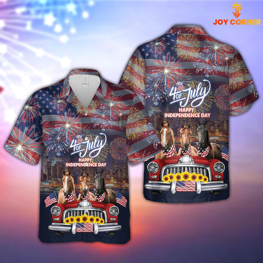 Joy Corners Independence Day Horse 3D Hawaiian Shirt