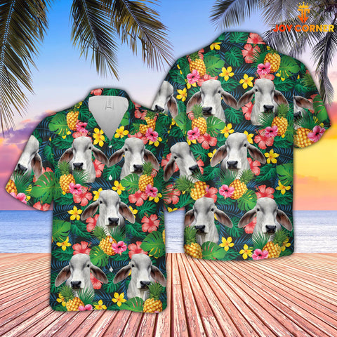 Joycorners Brahman Cattle Summer Pattern 3D Hawaiian Shirt
