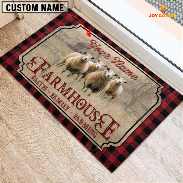 Joycorners Sheep Faith Family Farming Custom Name Doormat