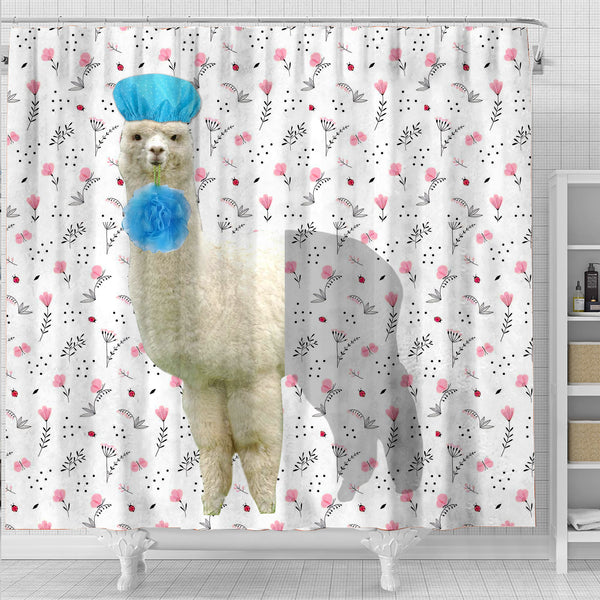 Joycorners Alpaca Flower 3D Shower Curtain