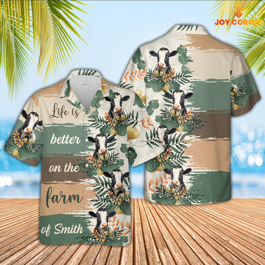 Joy Corners Custom Name Holstein Life Is Better On The Farm Hawaiian Shirt