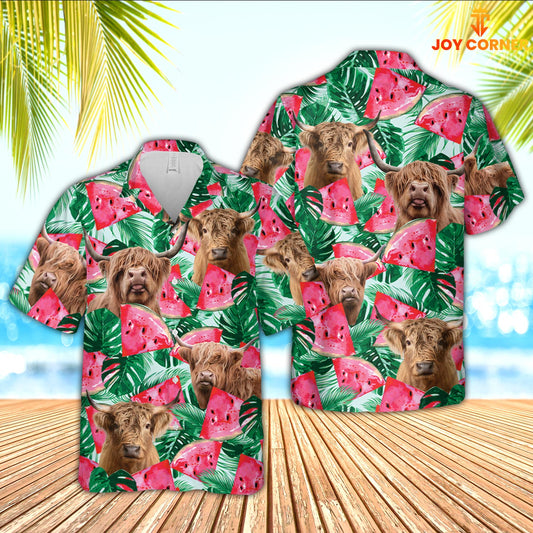 Joycorners Highland Watermelon 3D Hawaiian Shirt