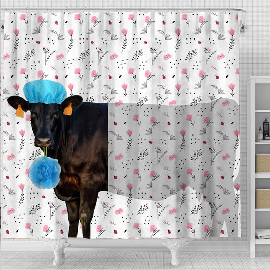 Joycorners Black Angus Flower 3D Shower Curtain